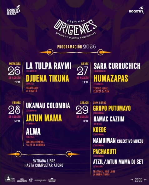 La segunda edición del Festival Orígenes será del 26 al 29 de agosto. Foto: Foto: Cortesía de Idartes.