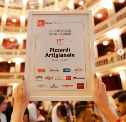 Reconocimiento a Pizzardi Artigianale por su posición 17 en el ranking 50 Top Pizza World 2026.