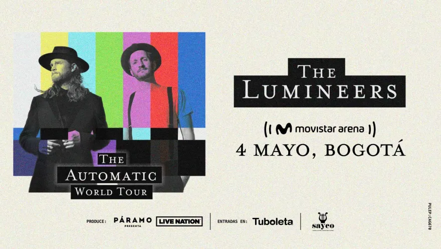 Afiche The Automatic World Tour 2026 de The Lumineers, en Bogotá. 