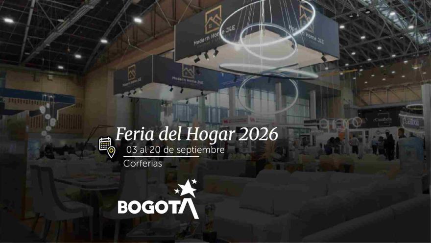 Overview of exhibition halls featuring pendant lights and display furniture during the Home Fair at Corferias.