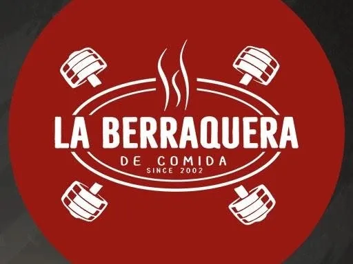 Logo de La Berraquera de Comida, con una identidad gráfica inspirada en hamburguesas y parrilla.